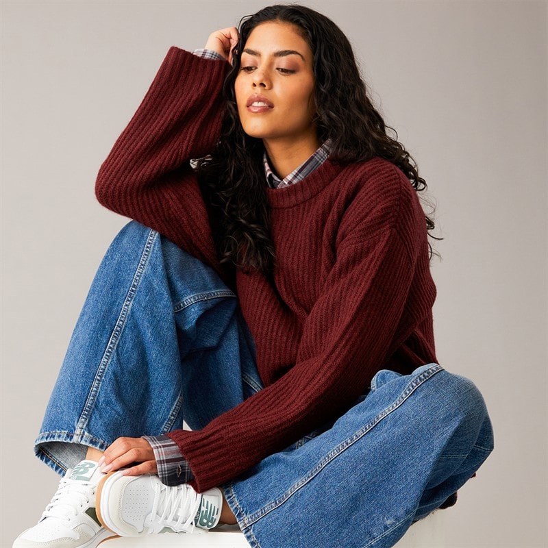 JJXX Dame Sigga Strikket Sweater Cabernet - Billede 4