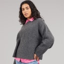 JJXX Dame Sigga Rund hals Strik Sweater Dark Grey Melange