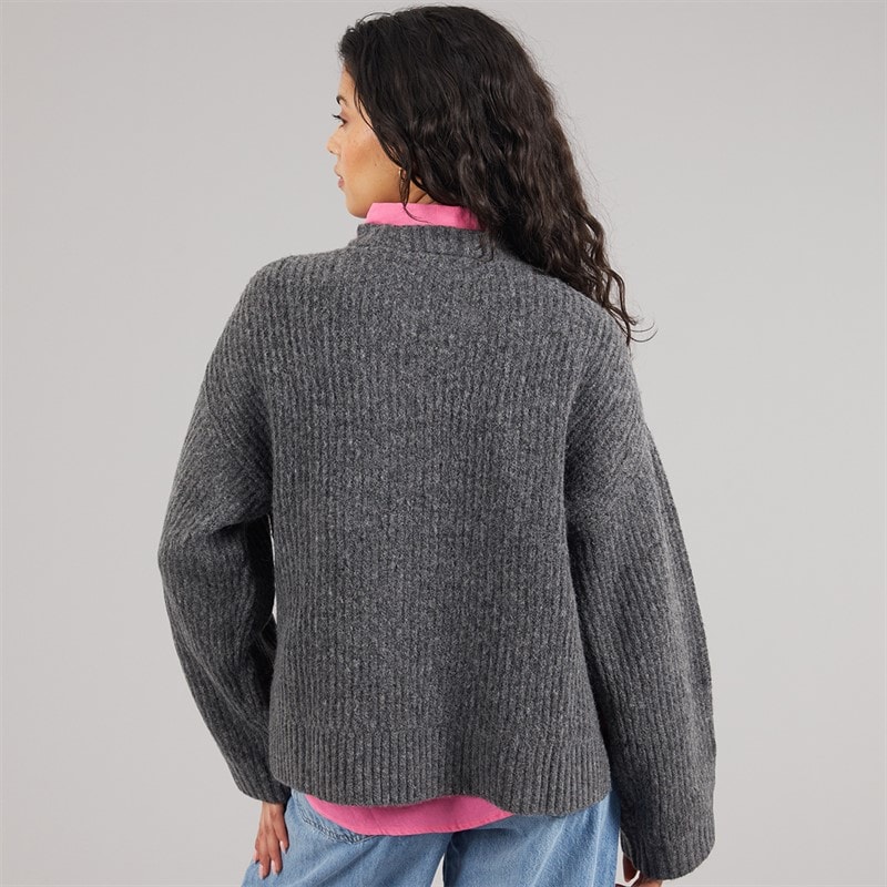 JJXX Dame Sigga Rund hals Strik Sweater Dark Grey Melange - Billede 2