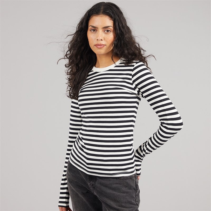 JJXX Dame Celine Gigi Langærmet T-shirt Blackstripes Vanilla Ice Blackstripes:Vanilla Ice - Billede 3