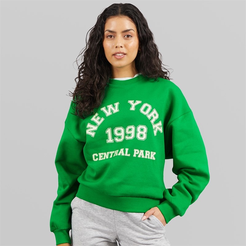 JJXX Dame Merle Sweatshirt Grøn Beeprint New York - Billede 3