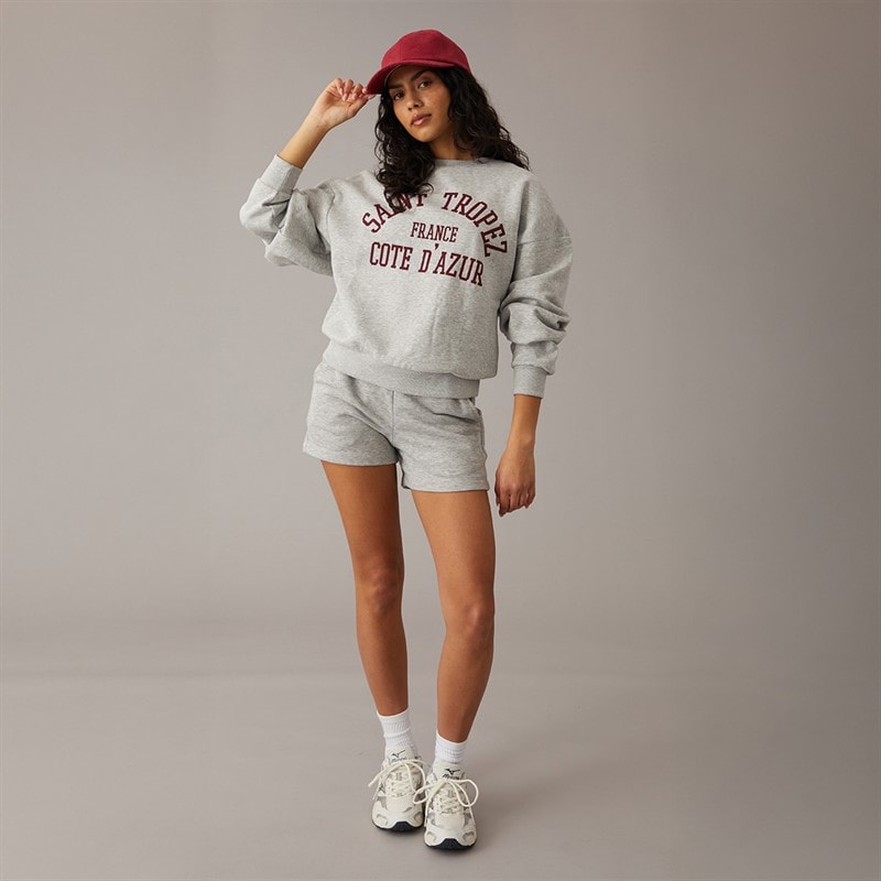 JJXX Dame Merle Crew Sweatshirt Lysegrå Melange Print Saint Tropez - Billede 4