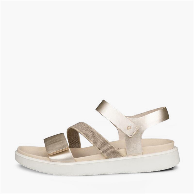 ECCO Damesko med kilehæl i nubuck Pure White Gold - Billede 1