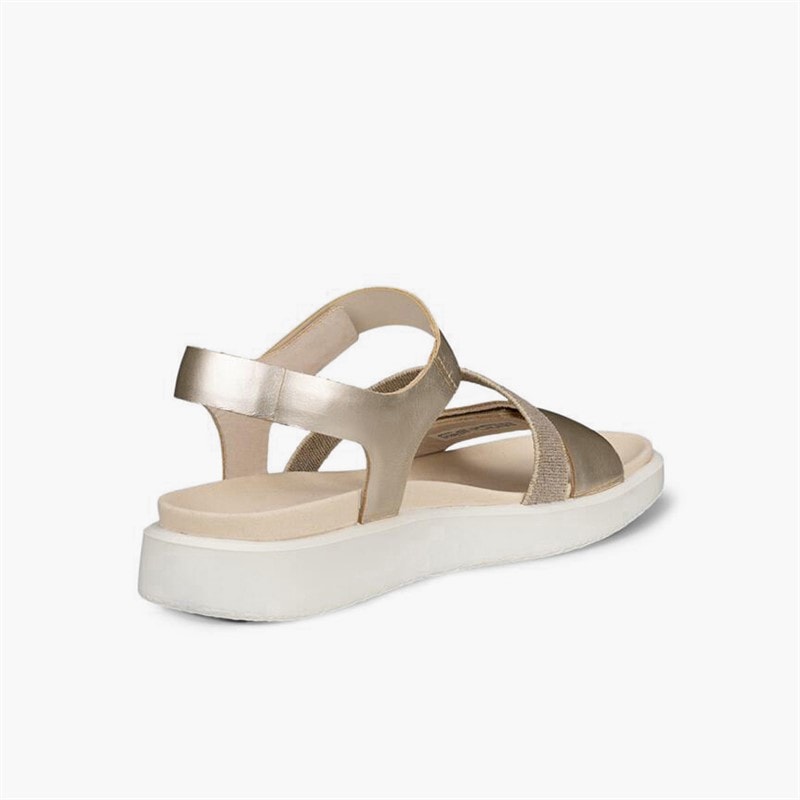 ECCO Damesko med kilehæl i nubuck Pure White Gold - Billede 3