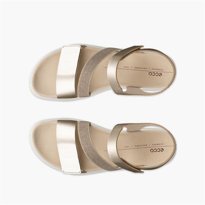 ECCO Damesko med kilehæl i nubuck Pure White Gold - Billede 4