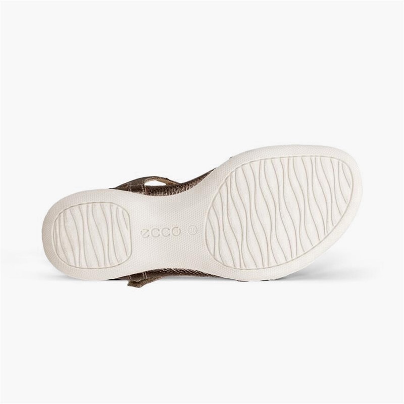 ECCO Dame Flash Læder T-Bar Rem Sandaler Warm Grey Metallic/Moon Rock - Billede 4