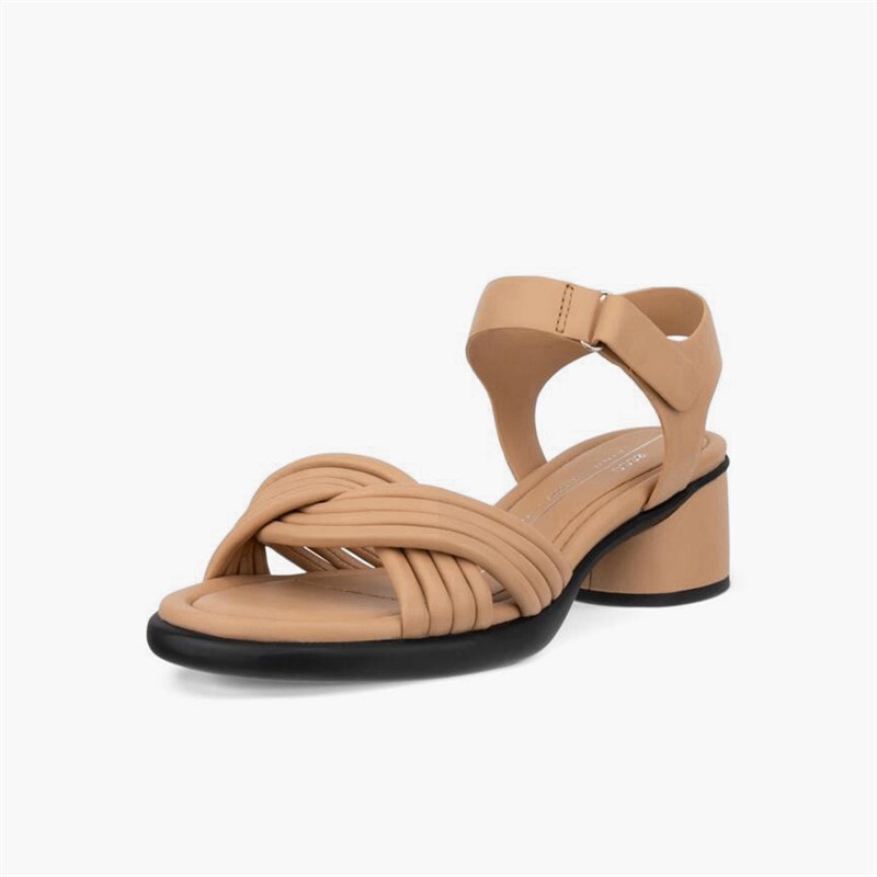 ECCO Dame læder sandaler med hæl formet 36 rør Biscuit - Billede 2