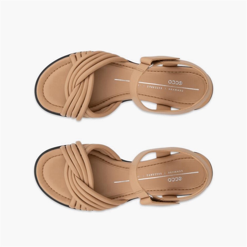 ECCO Dame læder sandaler med hæl formet 36 rør Biscuit - Billede 4