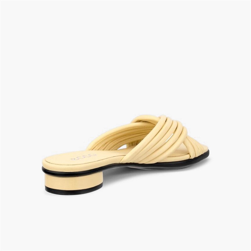 ECCO Kvinder skulpturerede alba læder krydsrem slide sandaler Straw - Billede 3