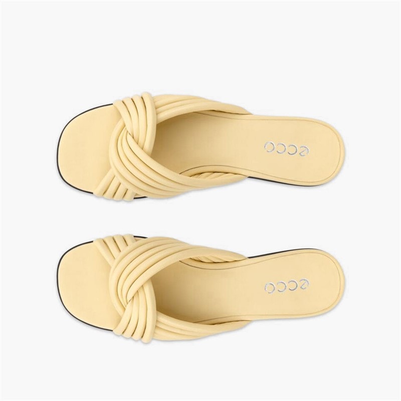 ECCO Kvinder skulpturerede alba læder krydsrem slide sandaler Straw - Billede 4
