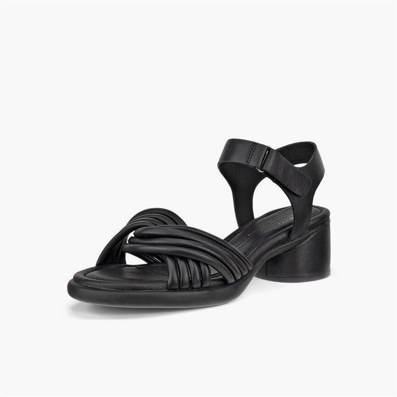 ECCO Dame læder sandaler med hæl formet 36 rør Sort - Billede 2