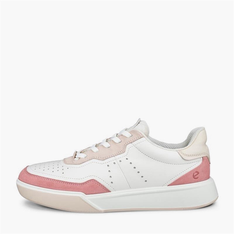 ECCO Dame sneakers læder street court Old Rose/Hvid/Rose Dust