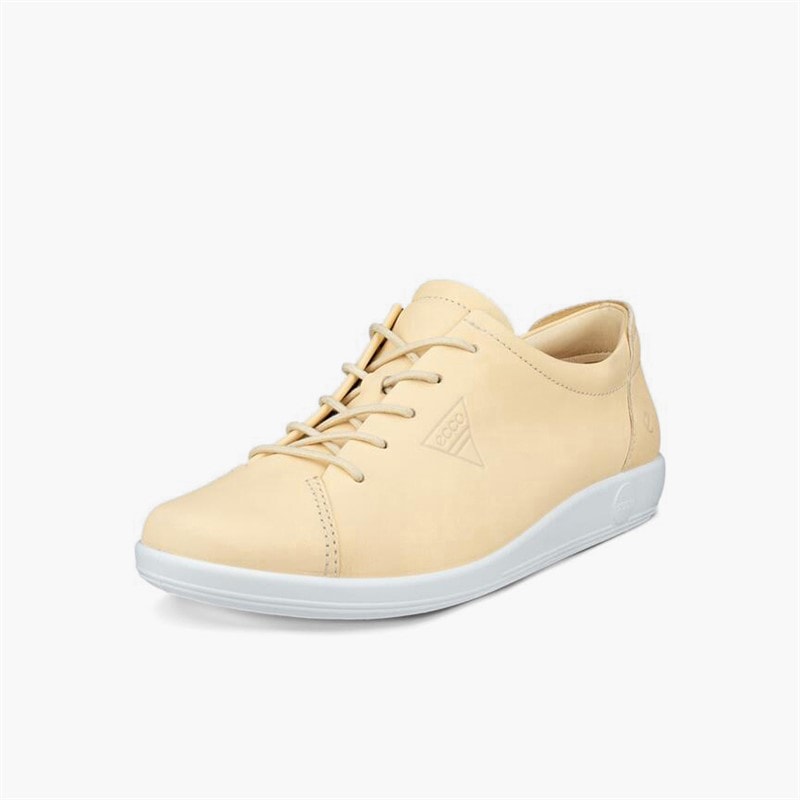 ECCO Dame Blød 2 jubilæum Læder Sneakers Straw - Billede 2