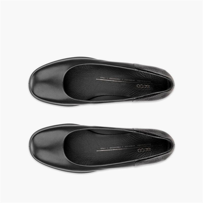 ECCO Dame Læder Ballerina Sko Sort - Billede 4
