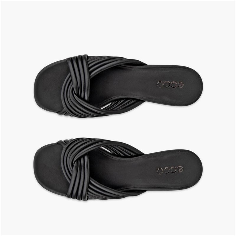 ECCO Kvinder skulpturerede alba læder krydsrem slide sandaler Sort - Billede 4