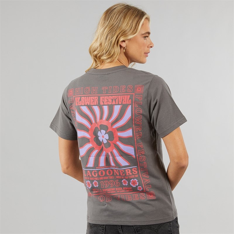 Lagooners Damskie Birds T-shirty Ciemny grafit - Billede 3