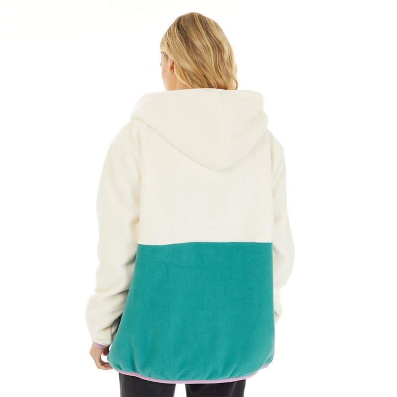 Lagooners Fleece med lynlås til kvinder Ecru/Teal - Billede 2