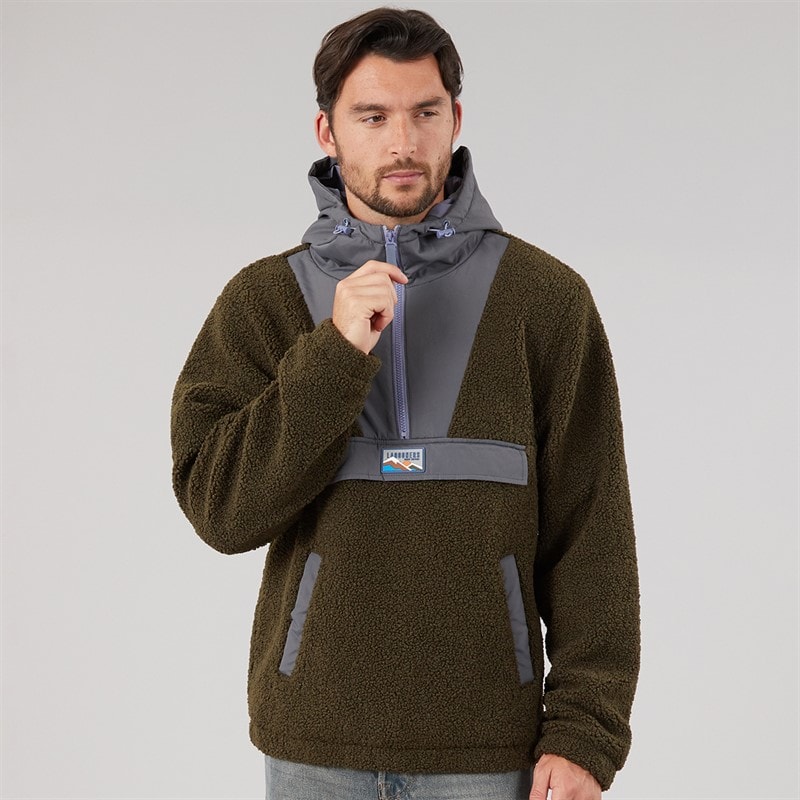 Lagooners Herre Hugo Borg 1/4 Zip Hætte Fleece Skov/Kul/Aubergine - Billede 3