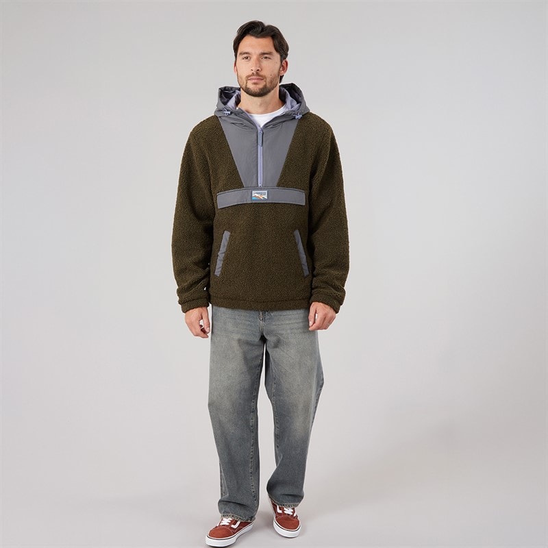 Lagooners Herre Hugo Borg 1/4 Zip Hætte Fleece Skov/Kul/Aubergine - Billede 4