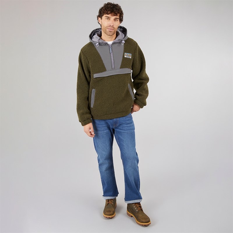 Lagooners Herre Hugo Borg 1/4 Zip Hætte Fleece Skov/Kul/Aubergine - Billede 5