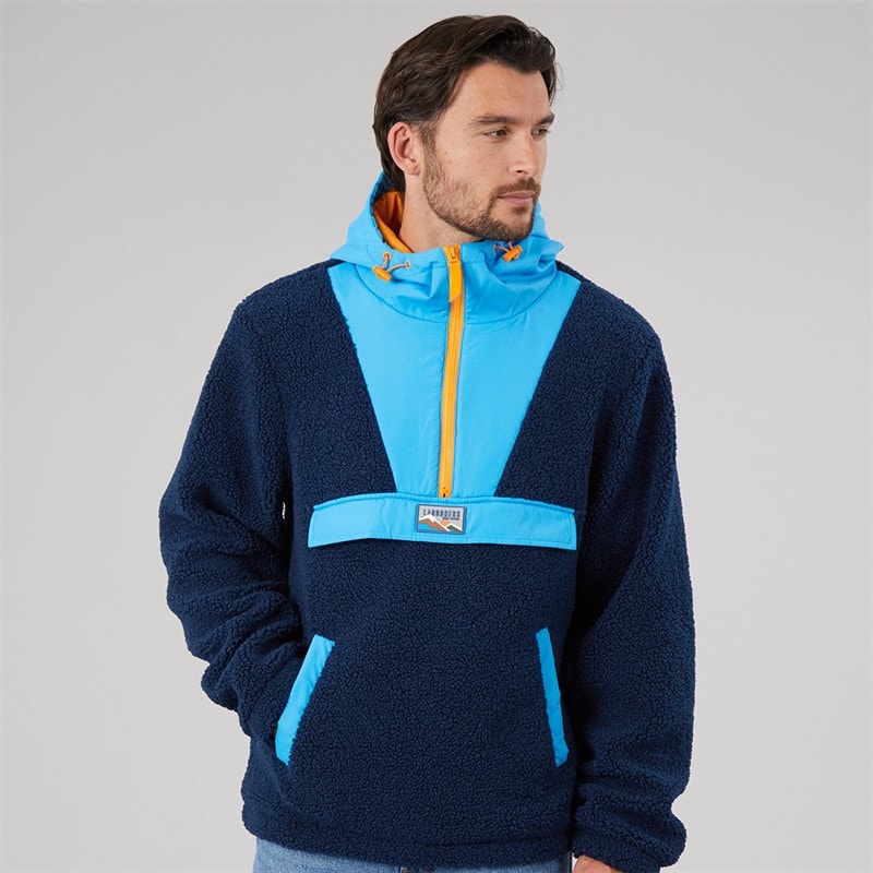 Lagooners Herre Hugo Borg 1/4 Zip Hættefleece Blå / Marine / Orange - Billede 3