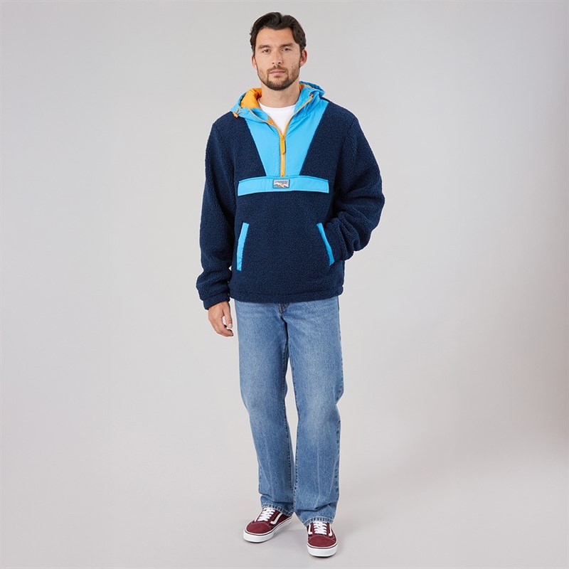 Lagooners Herre Hugo Borg 1/4 Zip Hættefleece Blå / Marine / Orange - Billede 4