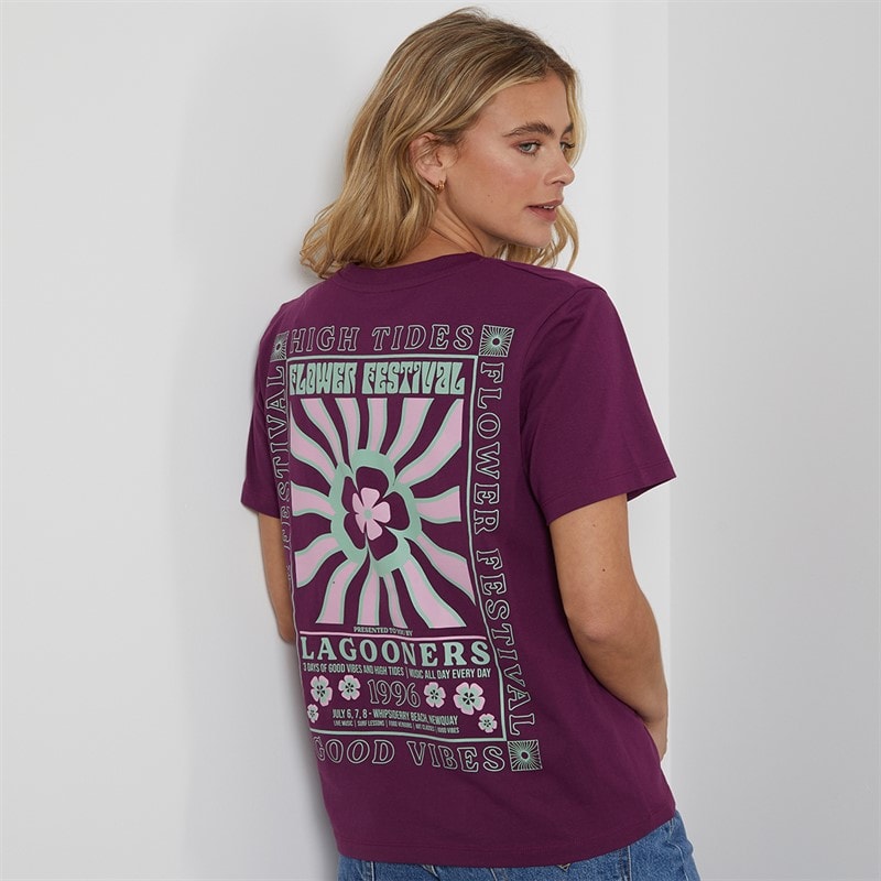 Lagooners Dame fugle T shirt Dark Purple - Billede 1