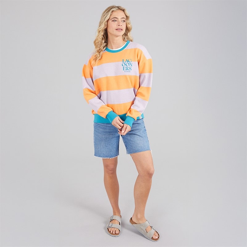 Lagooners Damesiker majsblomst mark rund hals grafisk sweatshirt Lilac - Billede 4