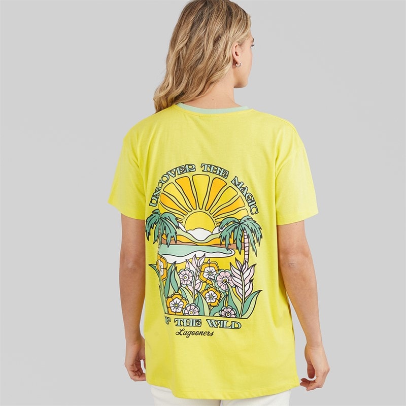 Lagooners Dame Haycroft Oversized T-shirt Gul - Billede 3