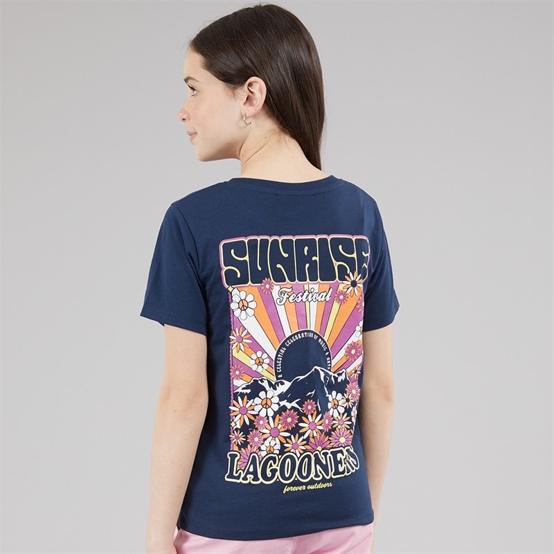 Lagooners Piger blomster T shirt Navy - Billede 3