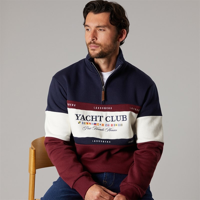 Lagooners Herre Exmouth Traktathals Sweat undy Navy/Burg - Billede 1