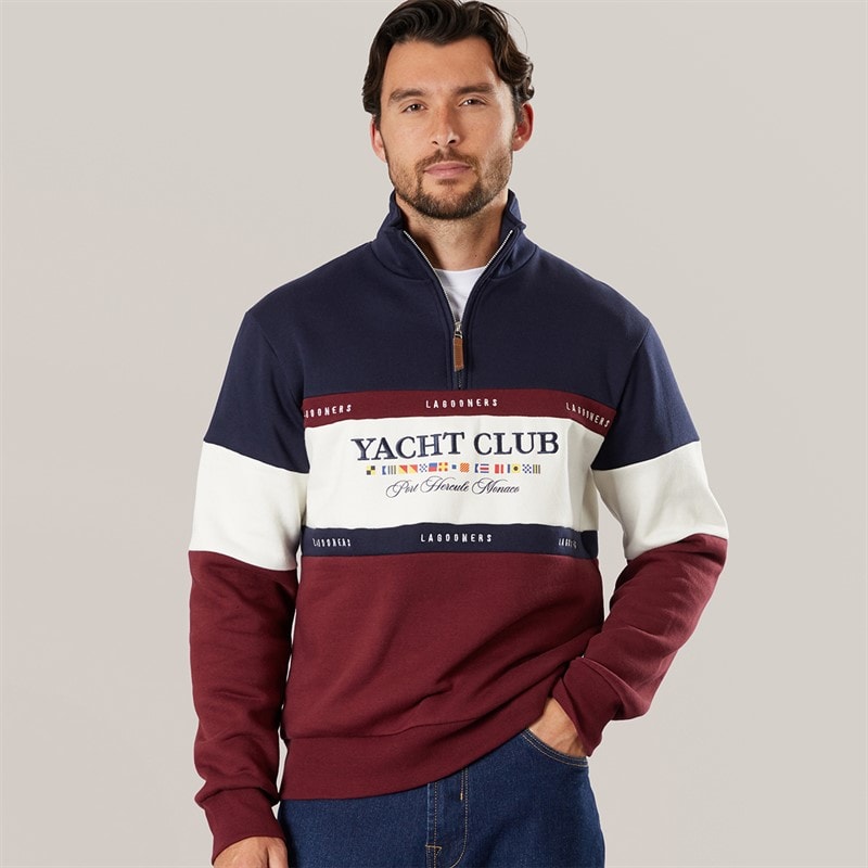 Lagooners Herre Exmouth Traktathals Sweat undy Navy/Burg - Billede 2