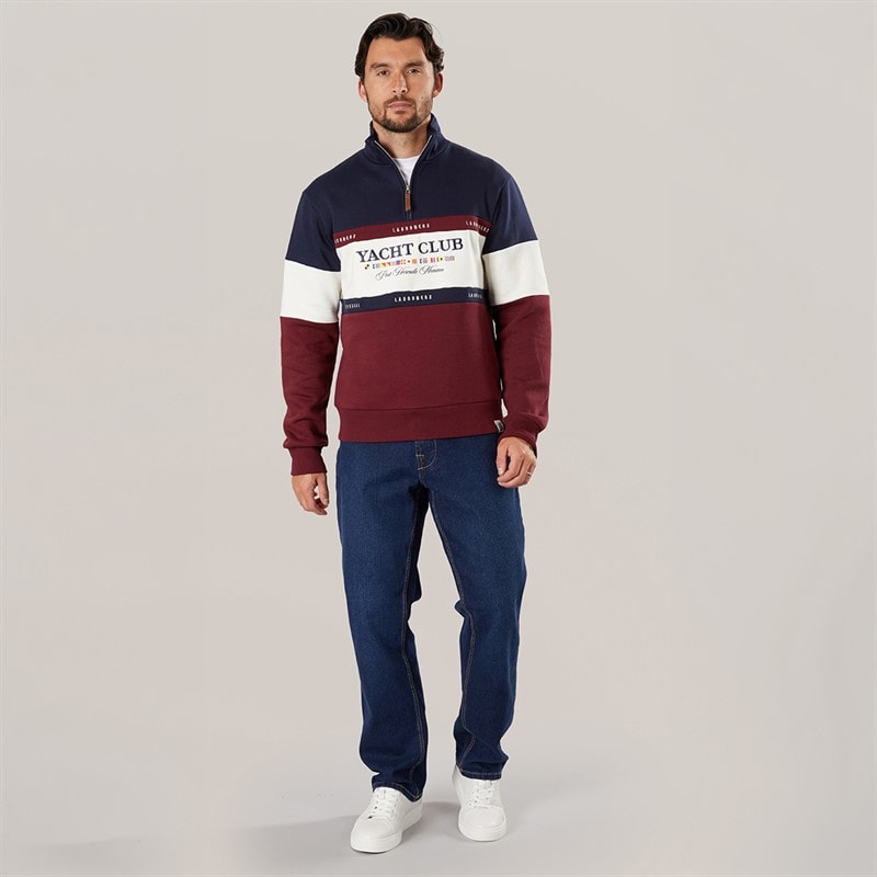 Lagooners Herre Exmouth Traktathals Sweat undy Navy/Burg - Billede 4
