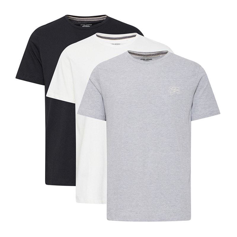 Blend Herre Tre Pak T-shirts Grå Mel/Vanilla/Sort Greymel,Vanilla,Black - Billede 1