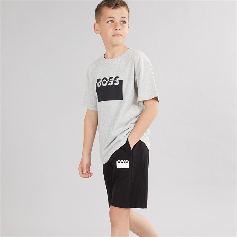 BOSS Drenge T-shirt Og Shorts Sæt Grey Black - Billede 1