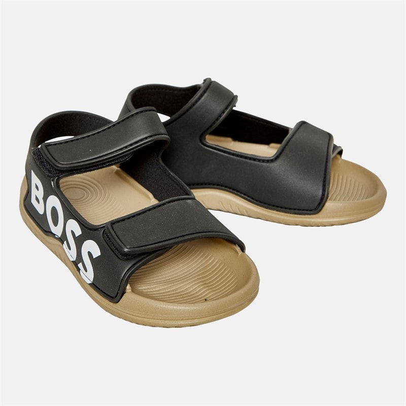 BOSS Drenge Logo Velcro Rem Sandaler Sort - Billede 1