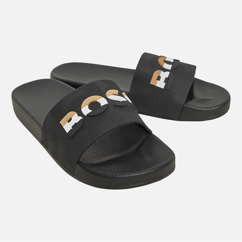BOSS Junior Drenge Logo Badesandaler Sort - Billede 1
