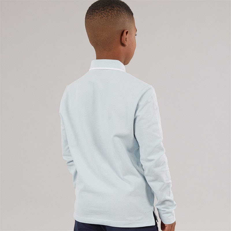 BOSS Drenge Langærmet Polo Skjorte Pale Blue - Billede 2