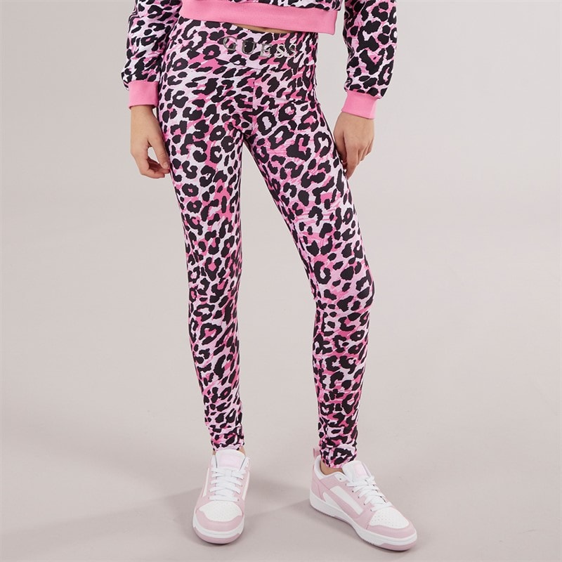 Guess Piger leggings Leopard Pink Combo