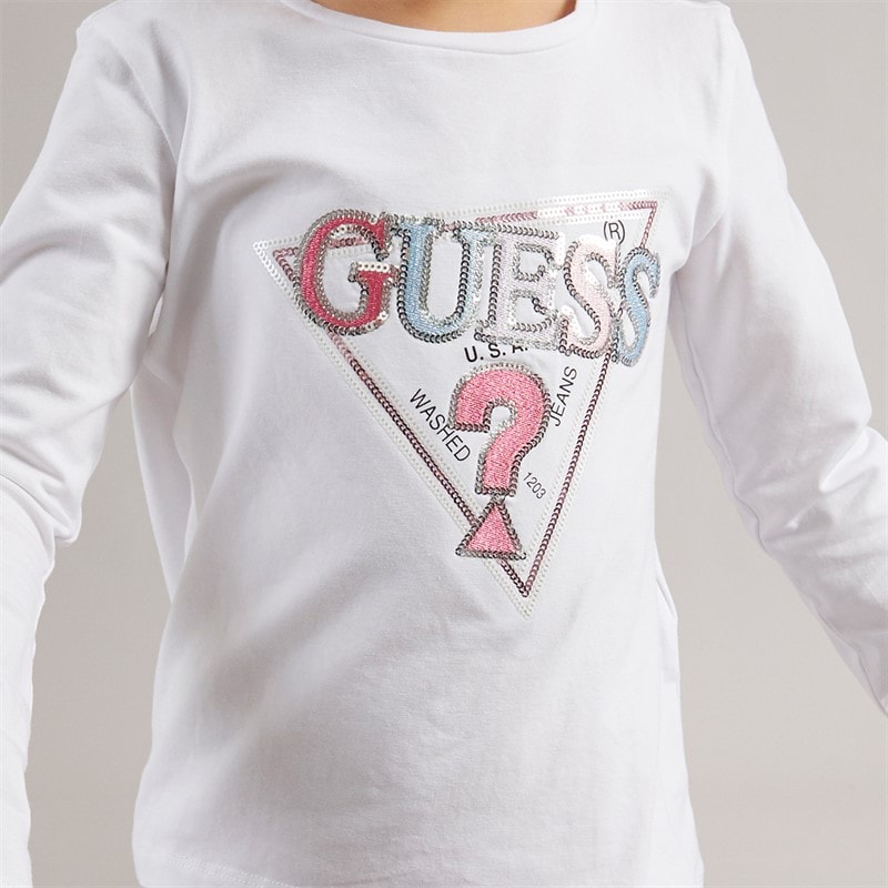 Guess Piger langærmet t-shirt Pure White - Billede 3