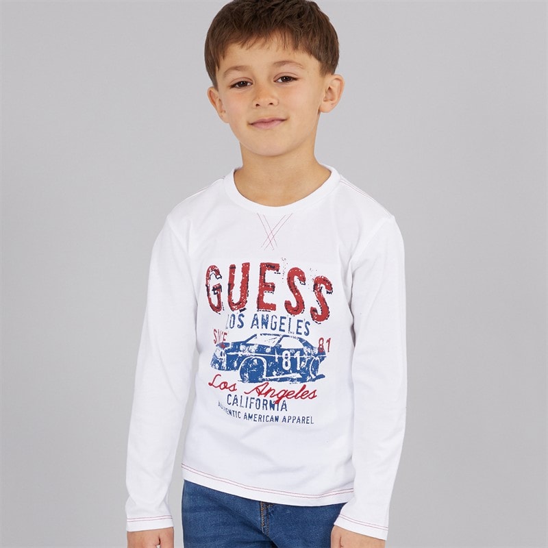 Guess Drenge langærmet T-shirt Pure White - Billede 1