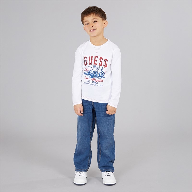 Guess Drenge langærmet T-shirt Pure White - Billede 4
