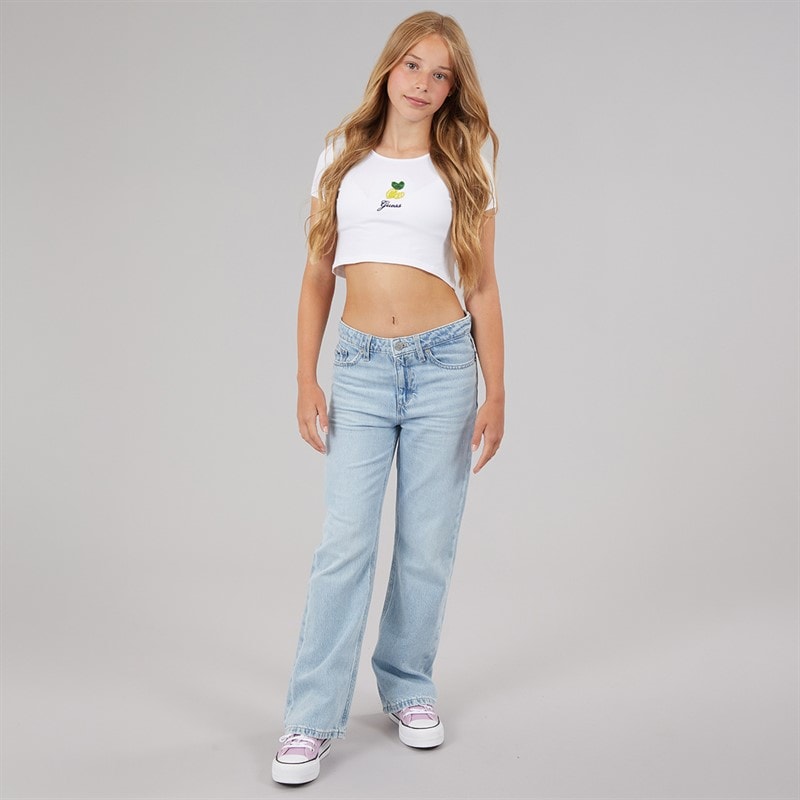Guess Piger Afgrøde T-shirt Pure White - Billede 4