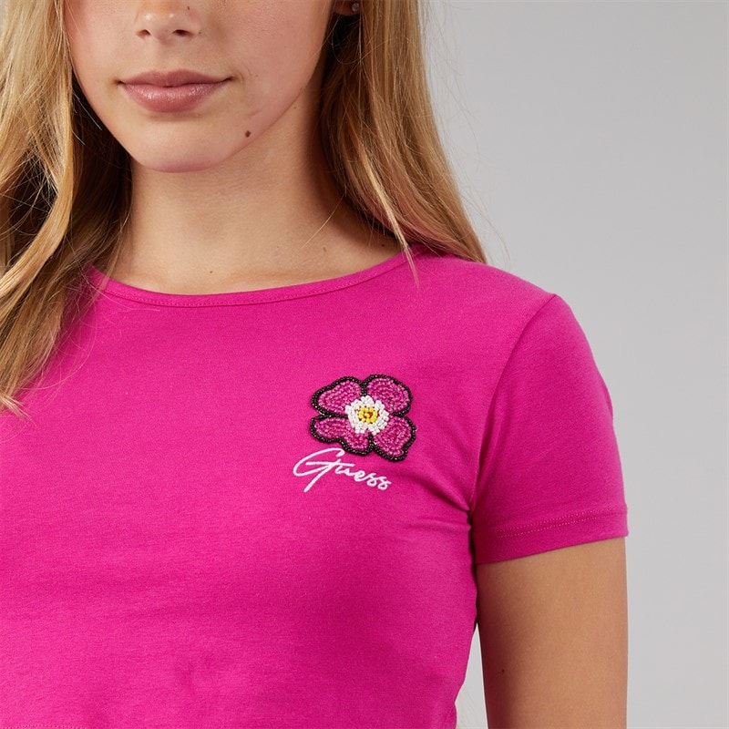 Guess Piger afgrøde T-shirt Purple Dragonfruit - Billede 3