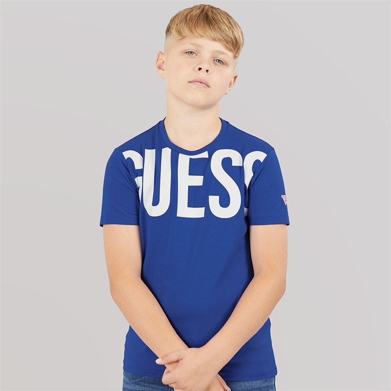 Guess Drenge Minime T-shirt Florescent Blue