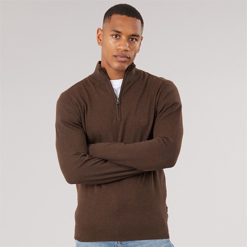 Indicode Herre liliamos strikket jumper mørkebrun mix - Dark Brown Mix