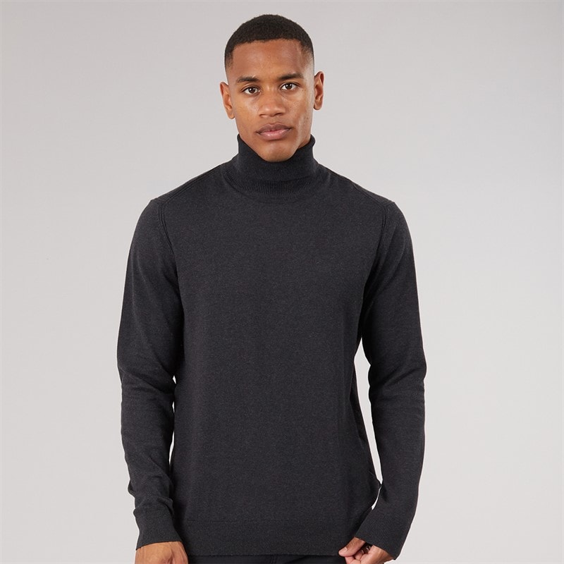 Indicode Herre Van Paul strikket jumper - Charcoal Mix