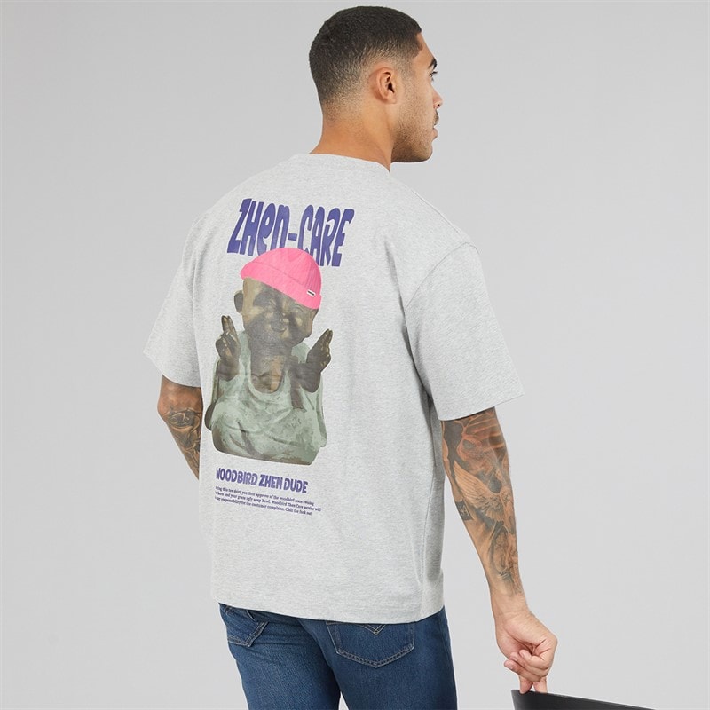 Woodbird Herre baine dude t-shirt - Light Grey Melange