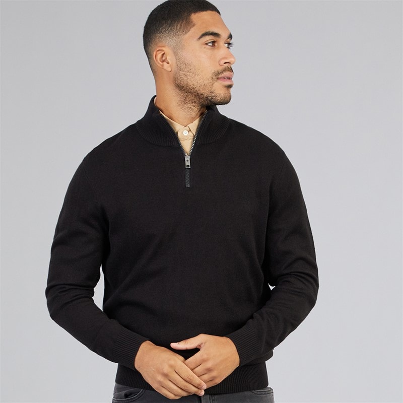 JJ REBEL Herre archie half zip jumper - Sort