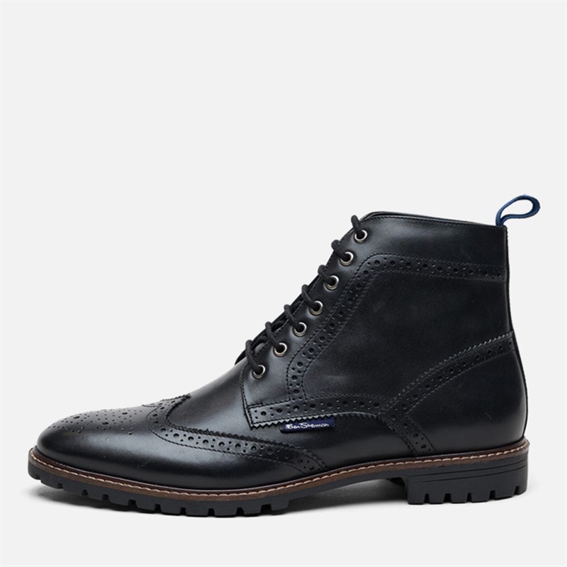 Ben Sherman Herre duke læder brogue støvler - Sort